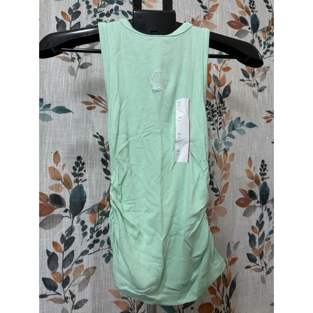 NWT Wild Fable Ribbed Tank Top Ruched Sides Mint Green